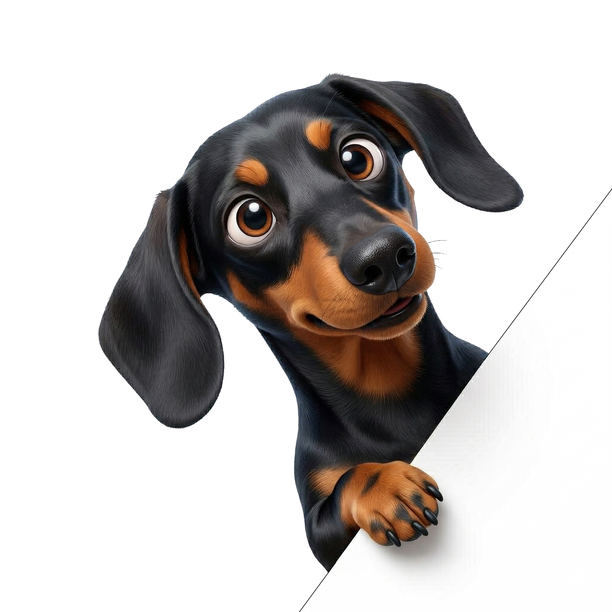 A friendly dachshund peeking